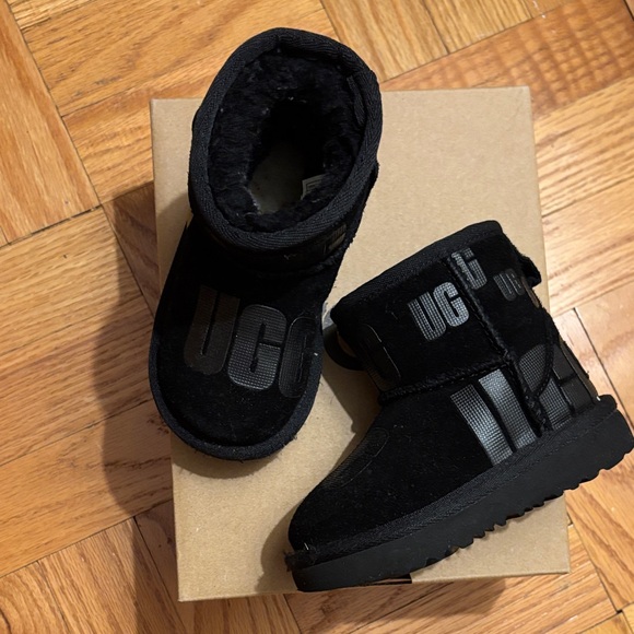 UGG Kids Black Boots with Logo